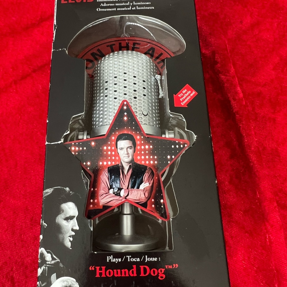 VINTAGE Elvis 'Hound Dog' Decorative Microphone Ornament - Silver/Red